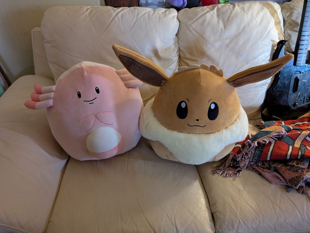 Chansey and Eevee squishmallows