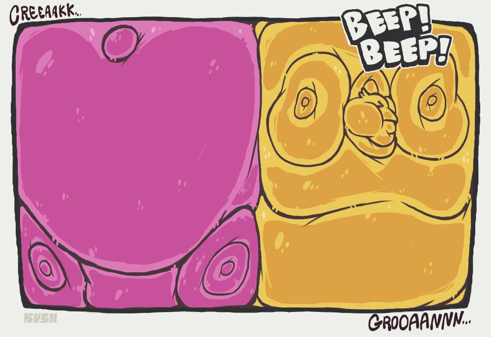 The peeps have expanded to the point of filling every inch of the microwave, completely cramped as two blobby marshmallows 