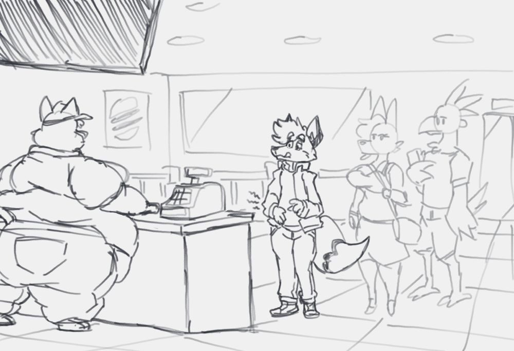 Hungry fox boy contemplating on what to eat...