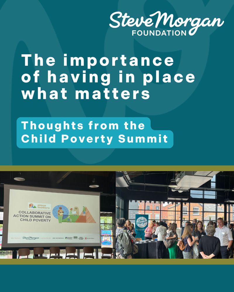 Two pictures from the Child Poverty Summit, with the words 'The importance of having in place what matters'
