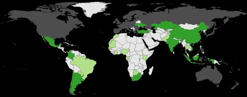 A world map showing the adoption and consideration of carbon pricing
