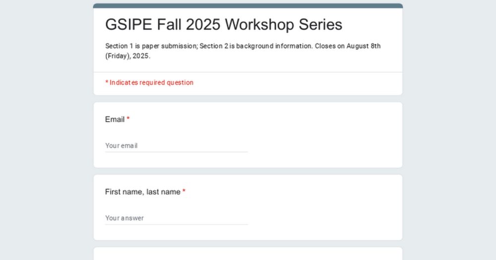 GSIPE Fall 2025 Workshop Series