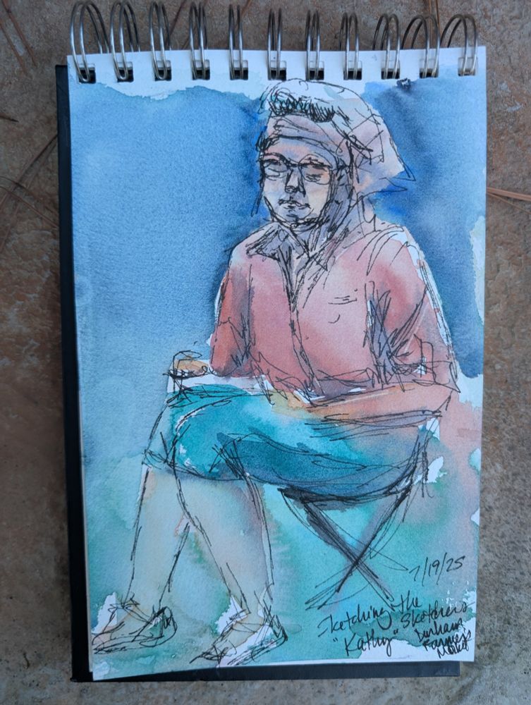 Watercolor sketch of another painter