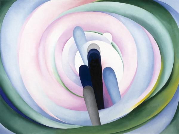 Grey Blue and Black, Pink Circle