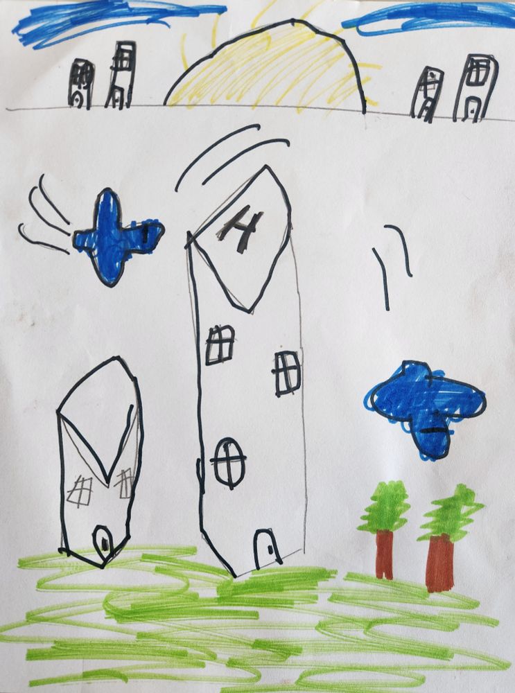 bird's-eye view drawing in marker