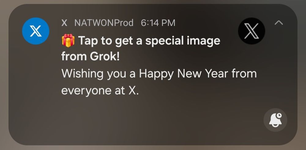 Trash notification: Grok AI happy holiday message