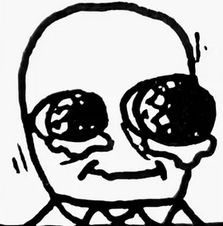 Guy from ExtraFabulous' Pervis comics, a cartoon character with big eyes, crying.