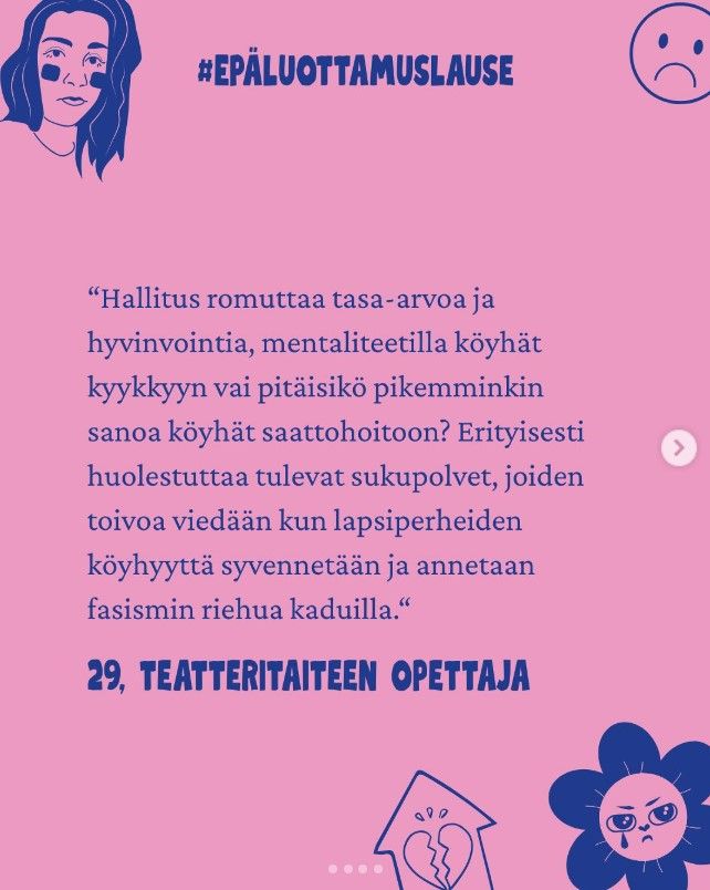 Hallitus romuttaa tasa-arvoa ja hyvinvointia.