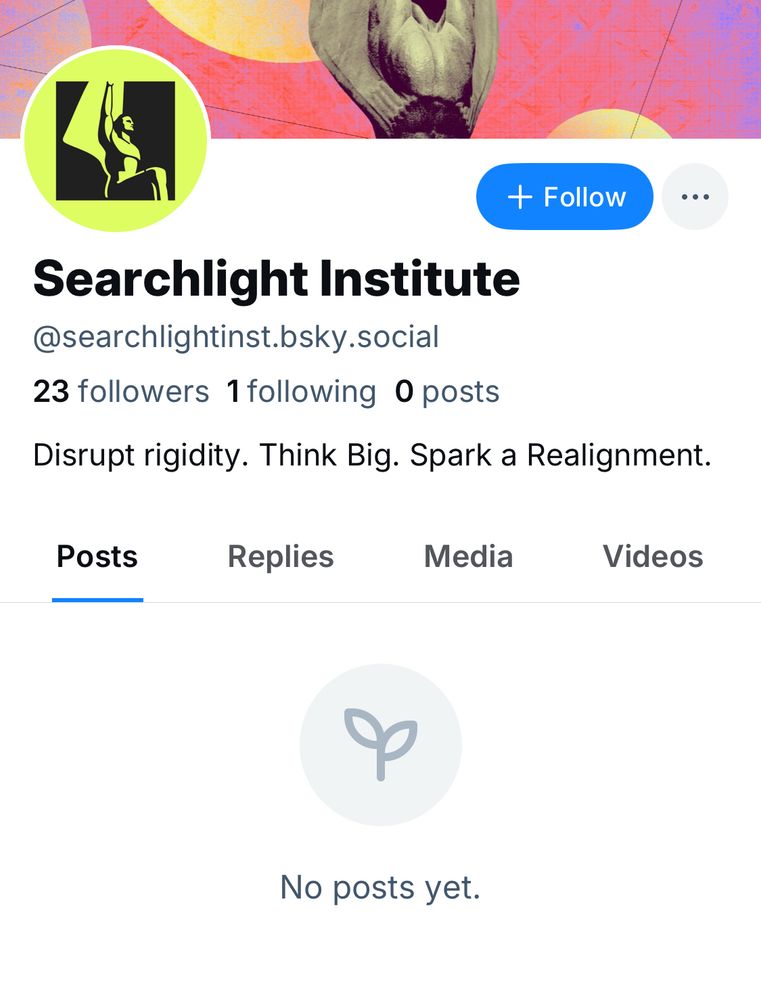 Bluesky profile for The Searchlight Institute, a new right leaning big money Dem party thinktank
