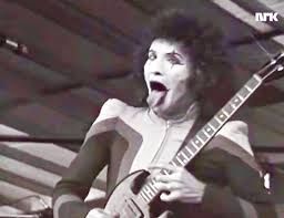 Zal Cleminson of The Sensational Alex Harvey Band with his tongue out.