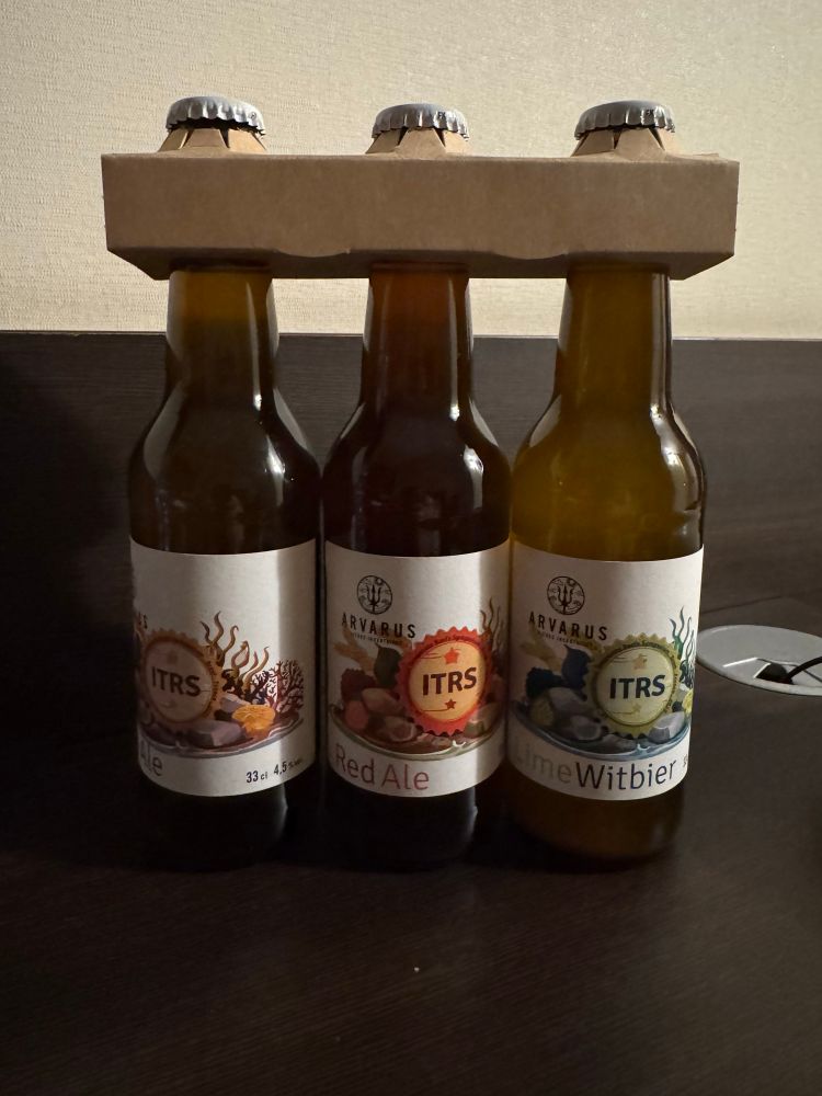 3 bottles of beer labelled ITRS