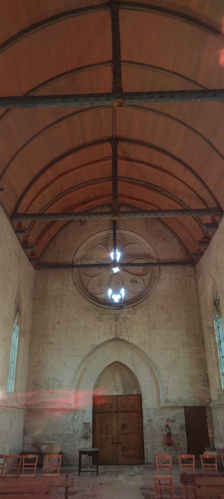 Sablières en bois peint recouverts de 2400 fleurs de lys en aluminium doré (unicum en France).