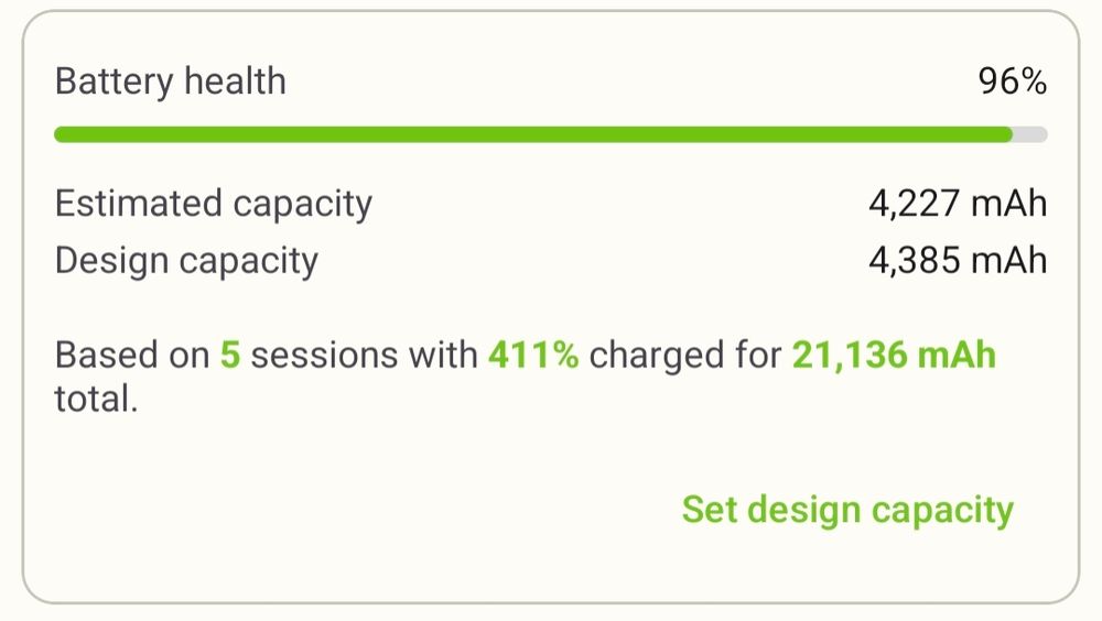 Battery health is at 96%