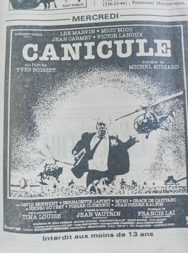 Publicité d'époque pour Canicule d'Yves Boisset