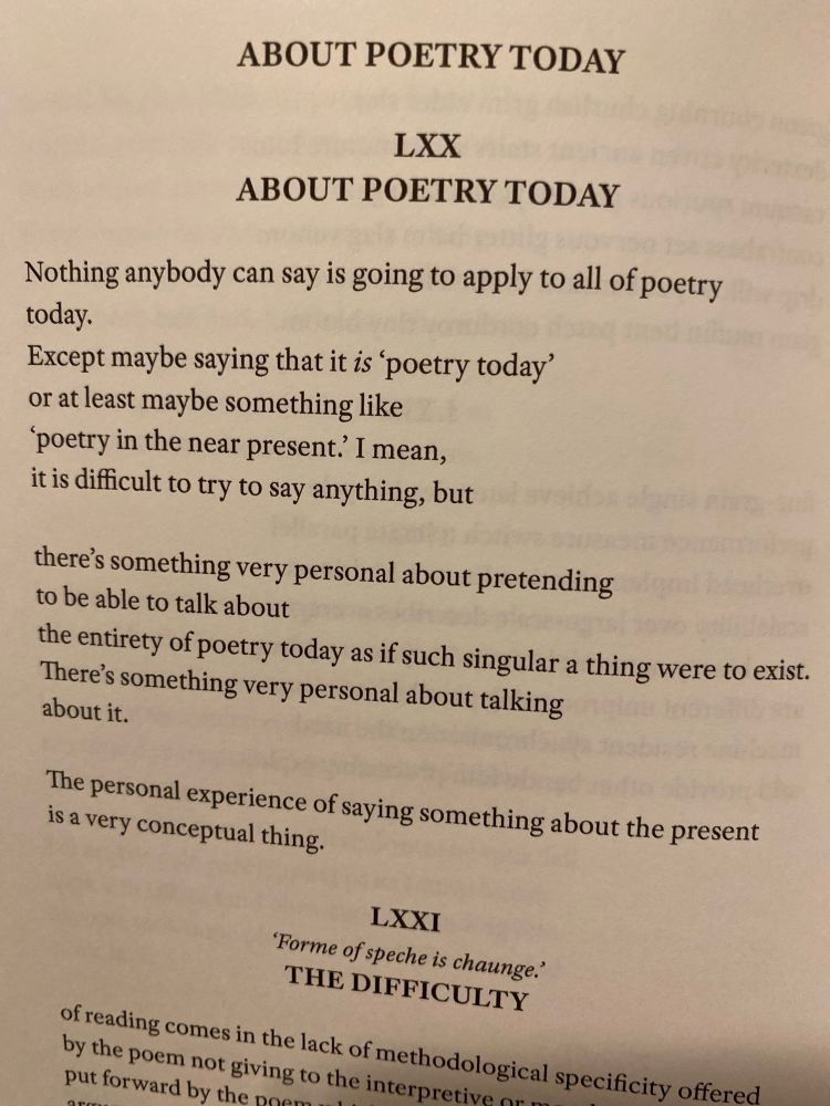 An image of a poem title “about poetry today”