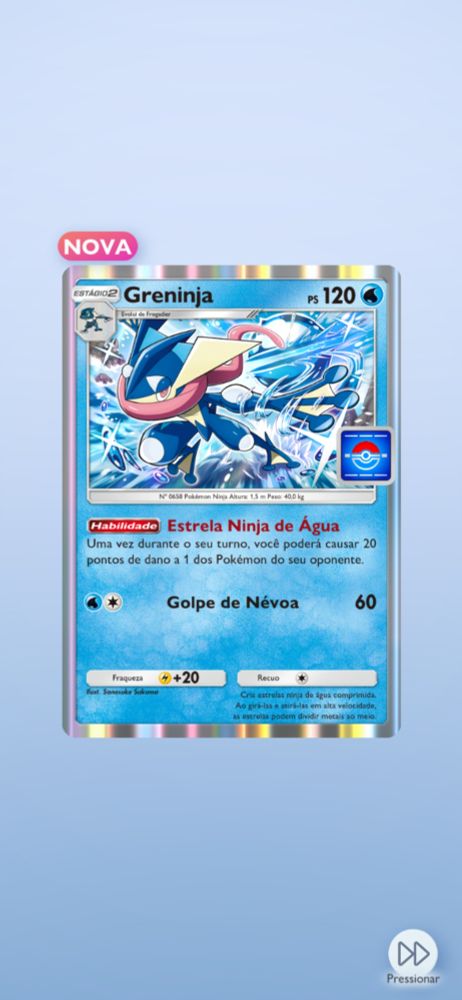 carta do greninja no pokemon tcg pocket de celular