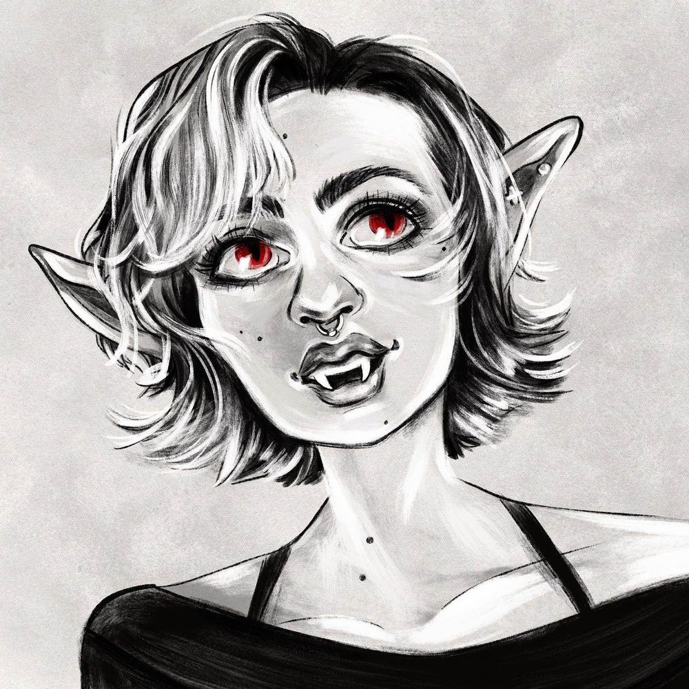 Self-portrait sketch of me as a vampire