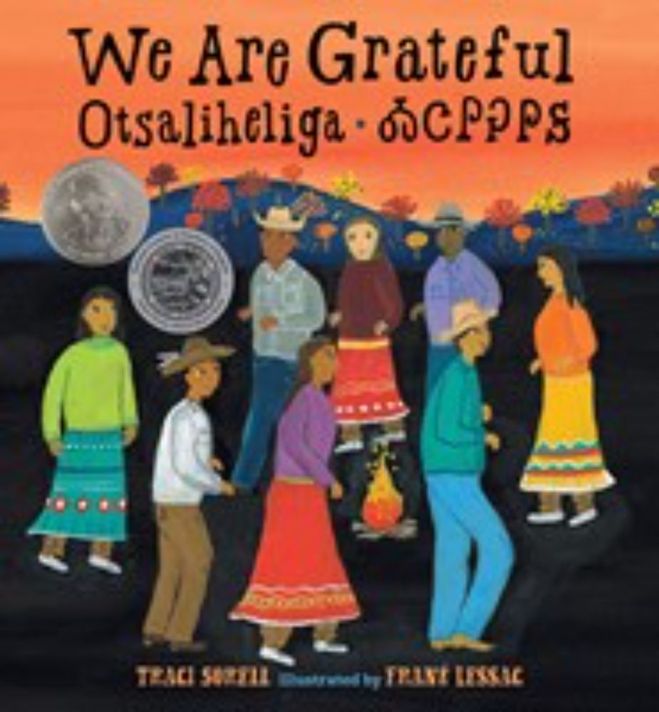 WE ARE GRATEFUL OTSALIHELIGA by Traci Sorell Read by Lauren Hummingbird Agalisiga (Choogie) Mackey Ryan Mackey Traci Sorell Tonia Weavel | Audiobook Review | AudioFile Magazine