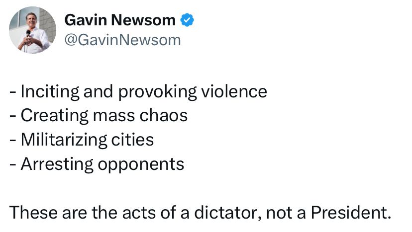 Inciting and provoking violence, creating mass chaos, militarizing cities, arresting opponents.  These are the acts of a dictator, not a president.