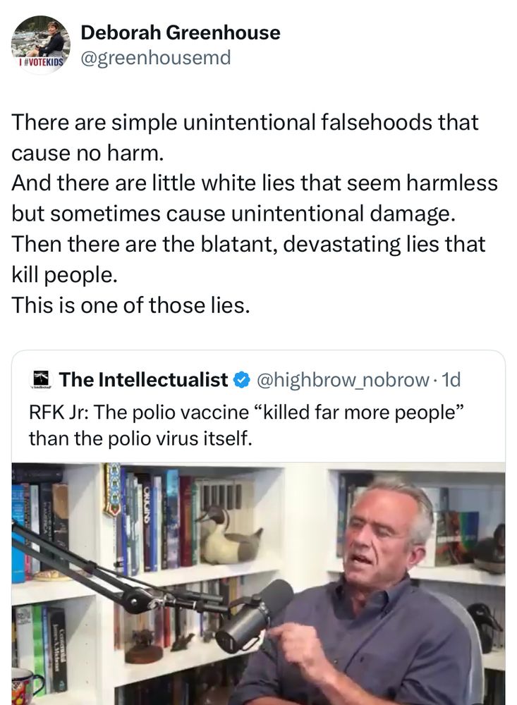 There are simple unintentional falsehoods that cause no harm. And there are little white lies that seem harmless but sometimes cause unintentional damage. Then there are the blatant, devastating lies that kill people. This is one of those lies. RFK Jr. the polio vaccine “killed far more people” than the polio virus itself.