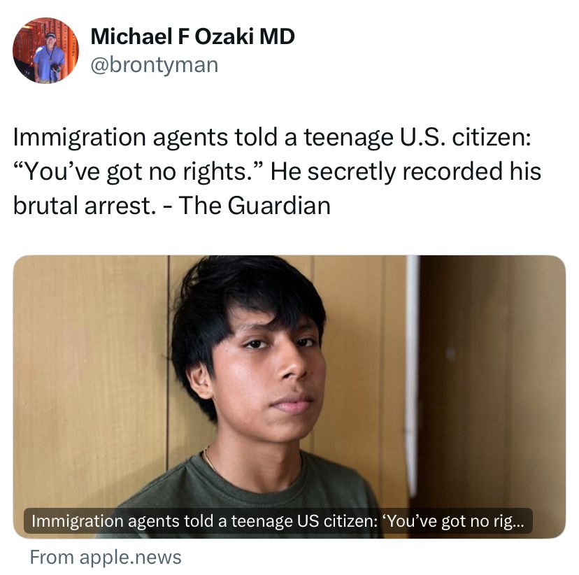 Immigration agents told a teenage US citizen: “You’ve got no rights.”  He secretly recorded his brutal arrest.