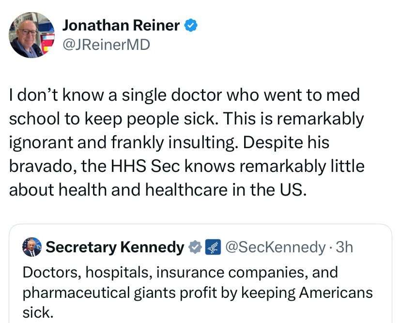I don’t know a single doctor who went to med school to keep people sick.  This is remarkably ignorant and frankly insulting.  Despite his bravado, the HHS sec knows remarkably little about health and healthcare in the US.