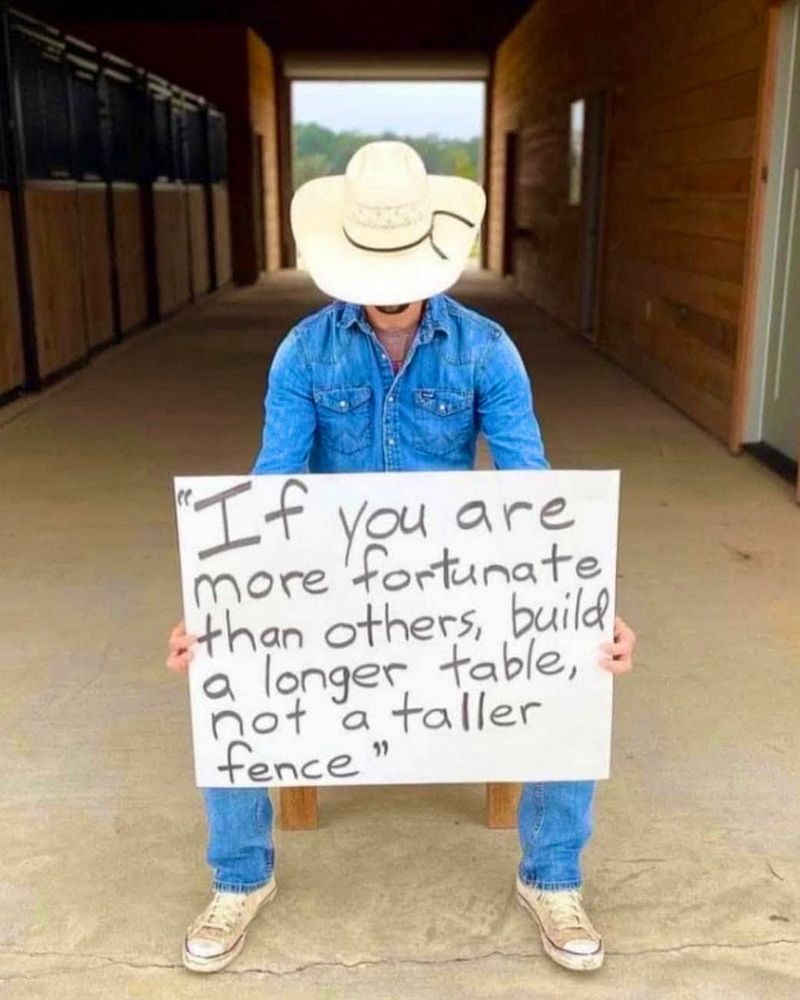 If you are more fortunate than others, build a longer table, not a taller fence.