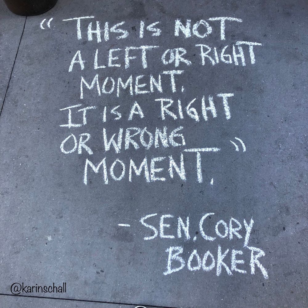 This is not a left or right moment, it is a right or wrong moment. —Sen. Cory Booker 