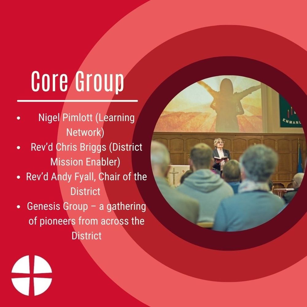 NPNP Core Group
Nigel Pimlott (Learning Network); Rev’d Chris Briggs (District Mission Enabler); Rev’d Andy Fyall, Chair of the District 

Genesis Group – a gathering of pioneers from across the District