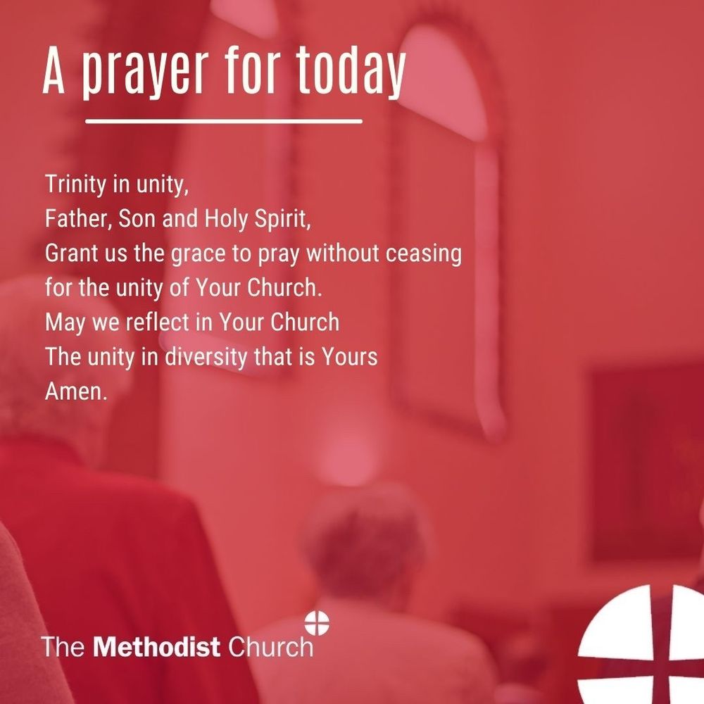 A prayer for today: Trinity in unity, Father, Son and Holy Spirit, Grant us the grace to pray without ceasing for the unity of Your Church. May we reflect in Your Church The unity in diversity that is Yours.  Amen.