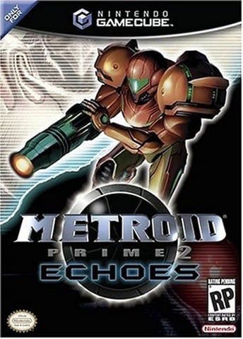 The North American box art (roughly) for Metroid Prime 2: Echoes for the Nintendo GameCube