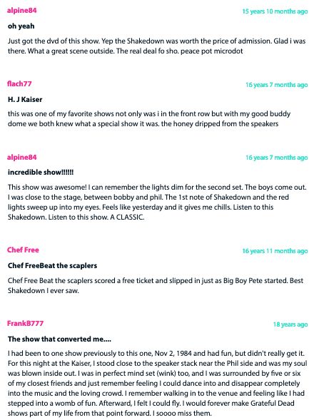 screenshots of memories from Internet Archive & elsewhere