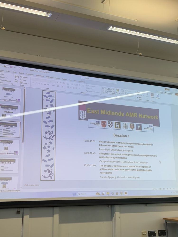East Midlands AMR Network Programme projected on a board in a seminar room