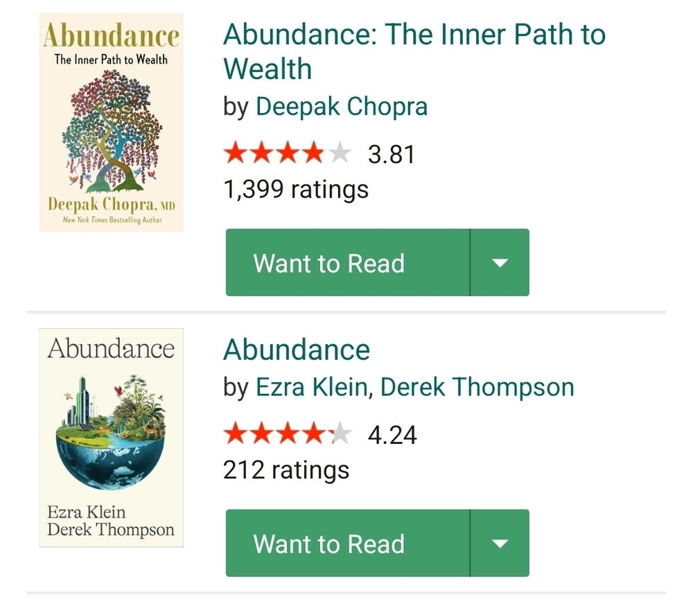 Klein's book cover looking a whole lot like Deepak Chopra's