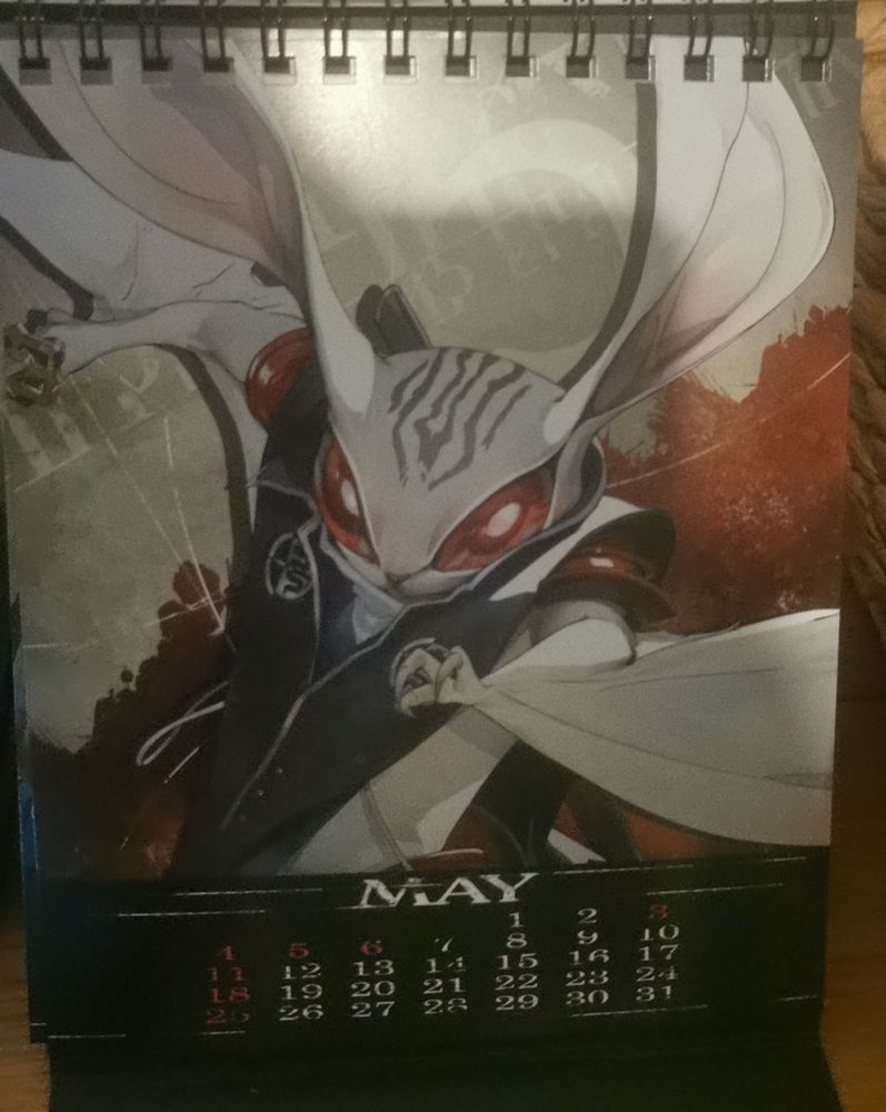 Metaphor Refantazio official calendar, showing the month of May with the character Heismay 