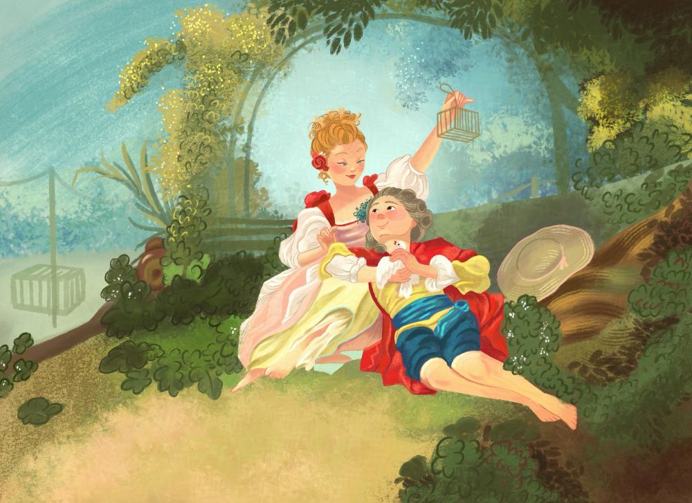Master Study of a painting Happy Lovers by Jean-Honoré Fragonard