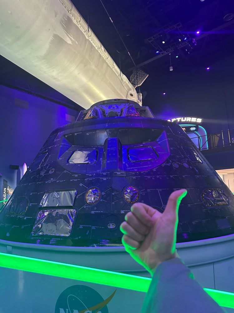giving a thumbs up to EFT-1 orion capsule