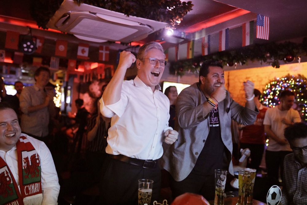 Kier Starmer celebrating his success in driving more children into poverty than ever before 