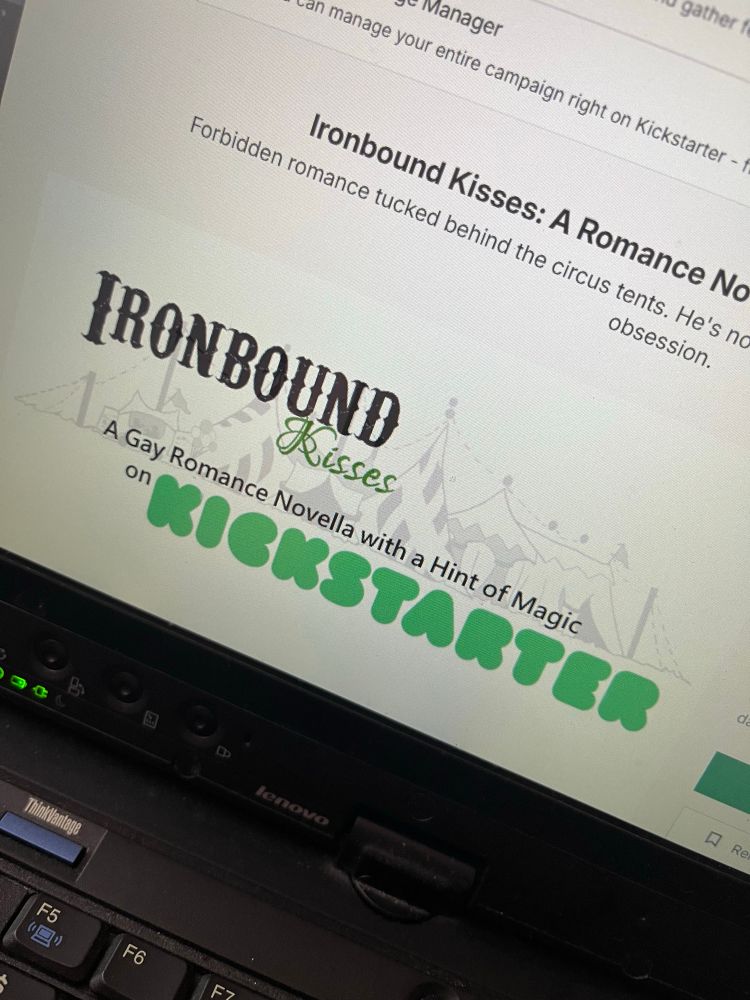 A preview image teasing that I will be running a Kickstarter next month to rerelease my novella Ironbound Kisses 