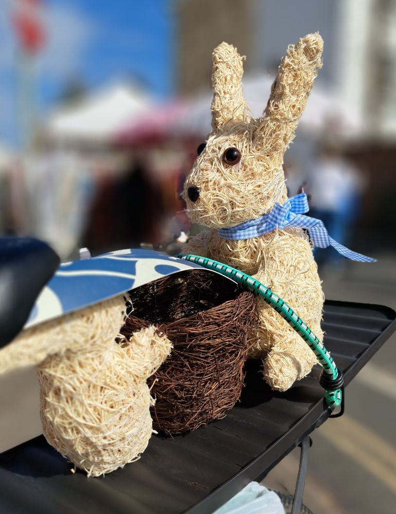 An Easter bunny at a spring fair.