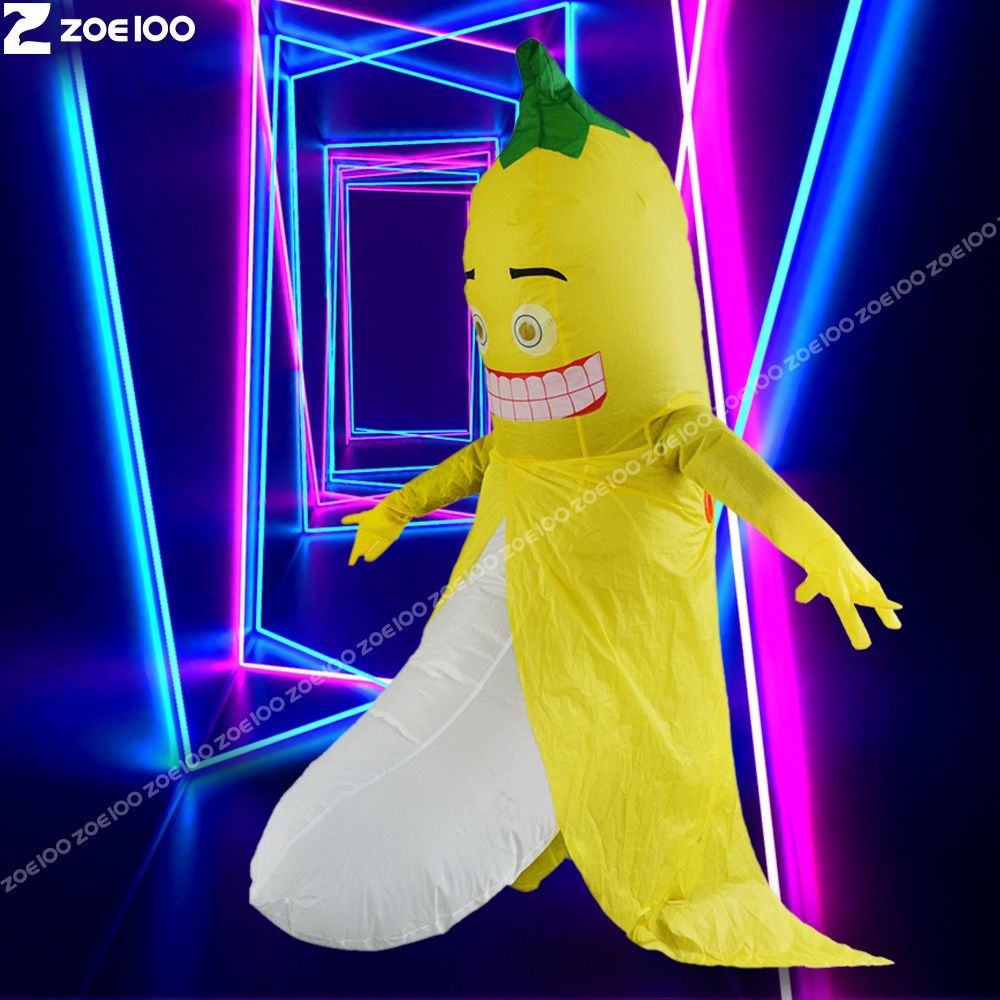 A weird looking inflatable banana costume.  
