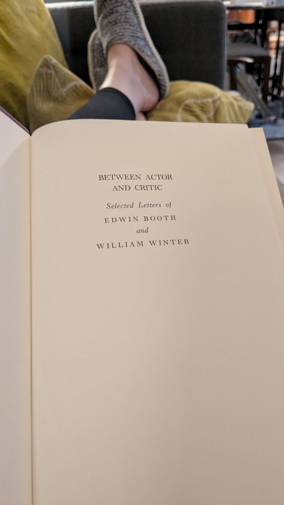 Title page of the book 'Between the Actor and Critic: Selected Letters of Edwin Booth and William Winter'