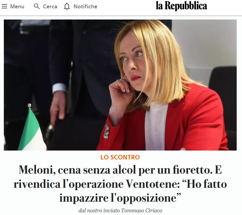Titolo di repubblica.it > Meloni rivendica l'operazione Ventotene: "Ho fatto impazzire l'opposizione"