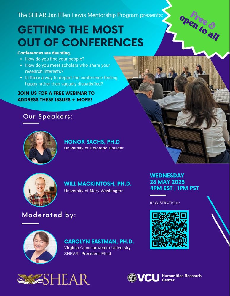 Getting the Most out of Conferences Workshop Flier with QR code. Takes place Wednesday 28th May 2025 4pm. 