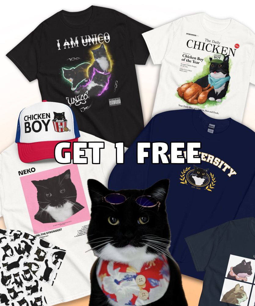 Uni-themed merchandise with “Buy 3, Get 1 Free” promotion.