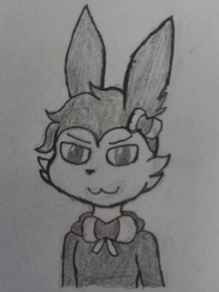 dedsoap12 Sylveon oc/sona, Averill wearing a hoodie with a scheming look to take your ham from your table