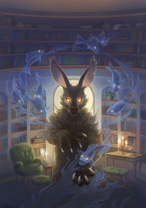 A terrifying Hare conjures a swarm of ghostly fish