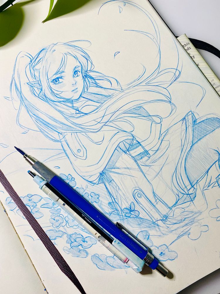 Frieren anime drawing graphite sketchbook sketchbookpage