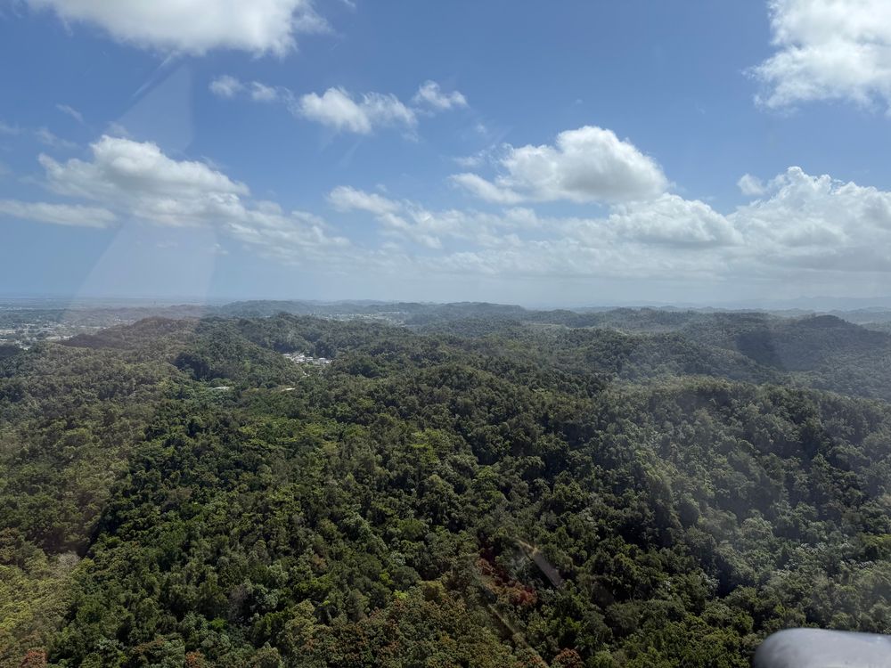 View of mountains in Cordillera Central as seen from a helicopter 