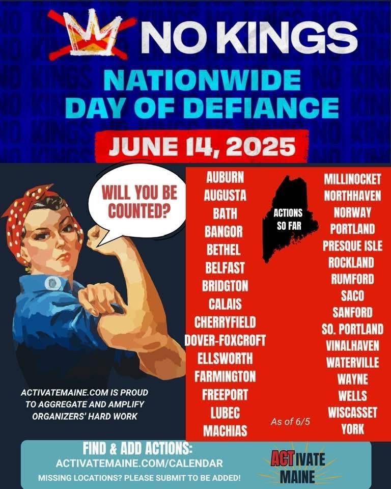 30 No Kings events & counting!  Maine